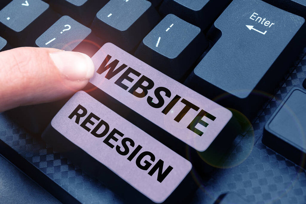 Text rukopisu Web Redesign, Business overview modernizovat vylepšovač nebo evamp vaše webové stránky vypadat a cítit - Fotografie, Obrázek