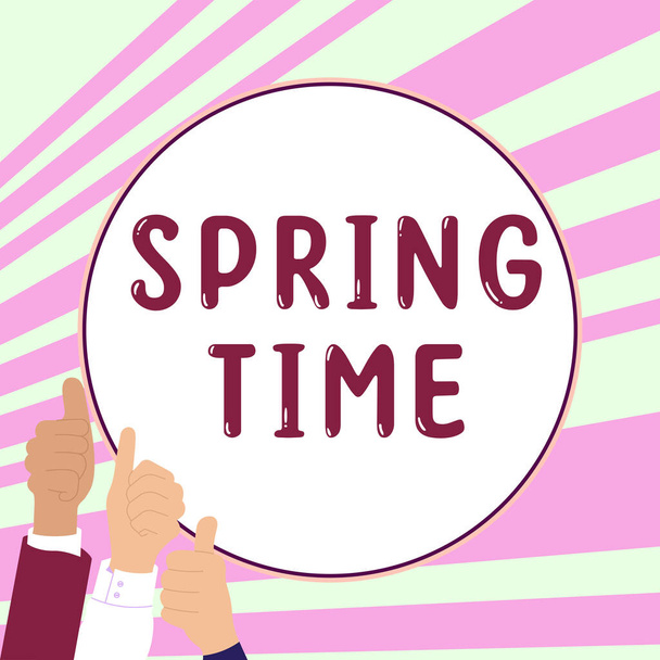Scrittura visualizzando testo Spring Time, Foto concettuale stagione temperata dell'anno identificata da un rilancio delle piante - Foto, immagini