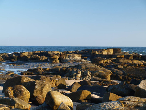 The rocky beach of Mooloolaba, Queensland, Sunshine Coast, Australia in the morning. - Photo, Image
