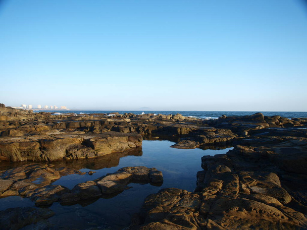 The rocky beach of Mooloolaba, Queensland, Sunshine Coast, Australia in the morning. - Photo, Image