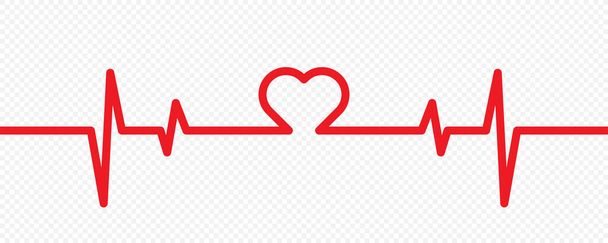 Illustrazione del battito cardiaco. Cardiogramma, forma cardiaca, impulso ecg in stile vettoriale piatto. - Vettoriali, immagini