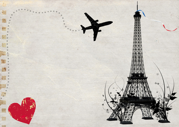 Paříž Eiffelova věž prázdnou kartu - Fotografie, Obrázek
