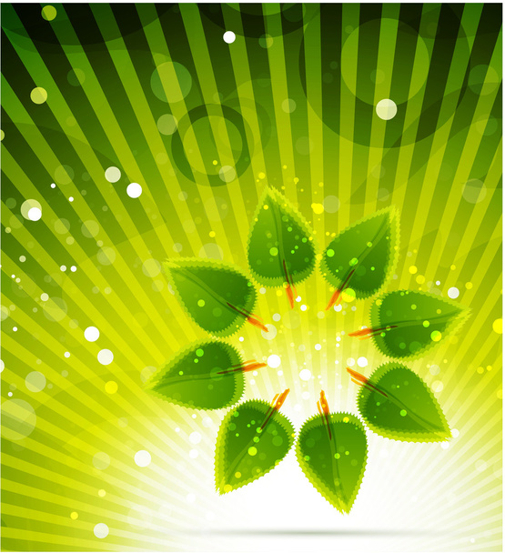 Shiny background and leaves - Vector, Image