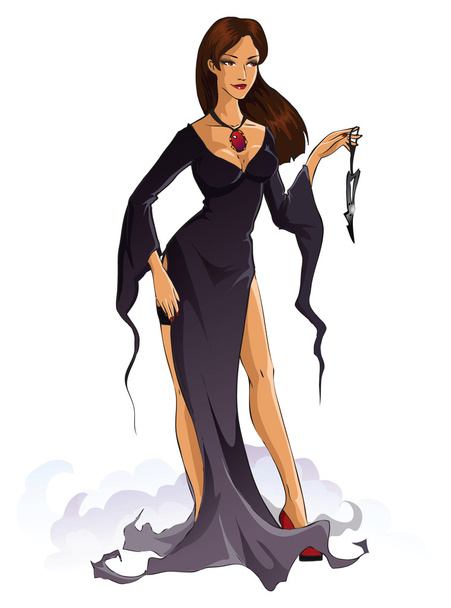 Mystical witch in dress - Vector, Image