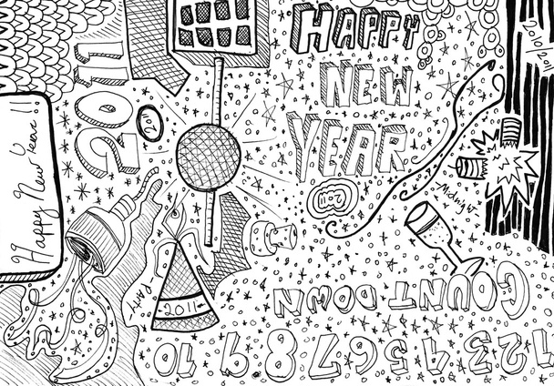 Happy new years doodles - Photo, Image