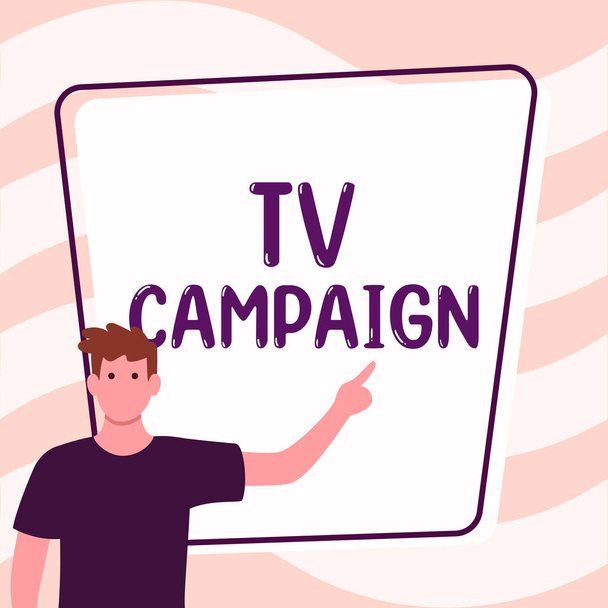 Tv Kampanyası, İş Konsepti Televizyon programlarının bir organizasyon tarafından üretildiğini ve ödendiğini gösteren metin işareti - Fotoğraf, Görsel