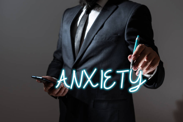 Inspiration showing sign Anxiety, Business approach Excessive uneasiness and apprehension Panic attack syndrome - Photo, Image