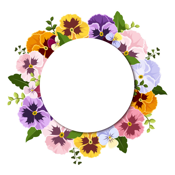 Background with colorful pansy flowers. Vector eps-10. - Вектор,изображение
