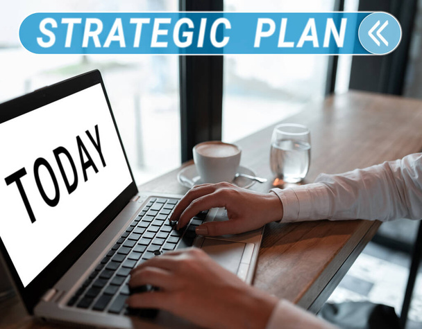 Testo ispiratore Piano Strategico, Business idea Un processo di definizione della strategia e di decisione - Foto, immagini