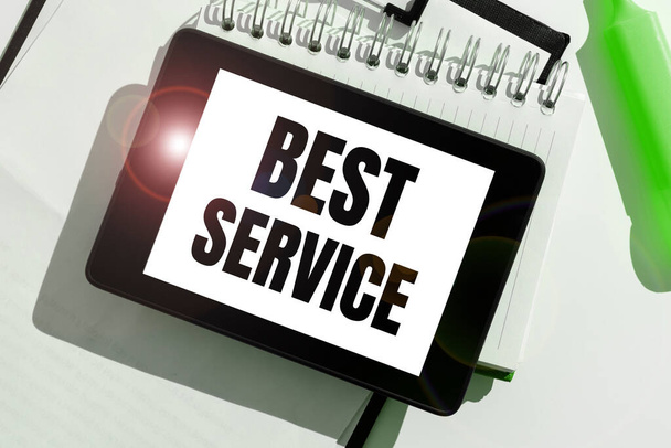 Znak wyświetlający Best Service, Internet Concept najlepszych sprawdzonej pomocy świadczonej przez system do swojego klienta - Zdjęcie, obraz
