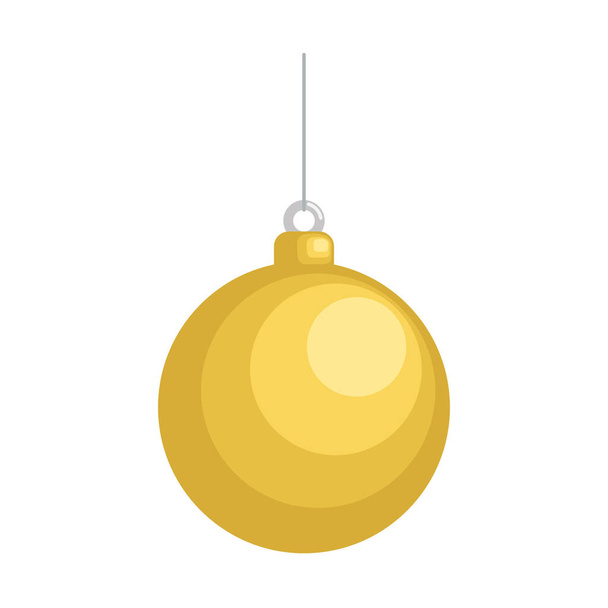 Dekorative Ikone der goldenen Weihnachtskugel - Vektor, Bild