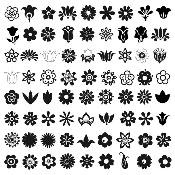 Sor 72 vektoros ikonok virágok - Vektor, kép
