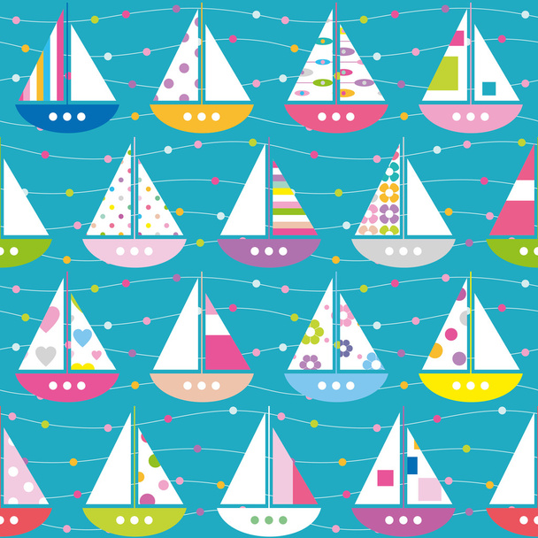 Kolorowe łodzie wzór - Wektor, obraz