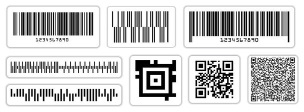Conjunto de várias etiquetas de código de barras ou barras de código de barras de varredura supermercado ou varejo etiqueta de etiqueta de barras de preços. vetor eps - Vetor, Imagem