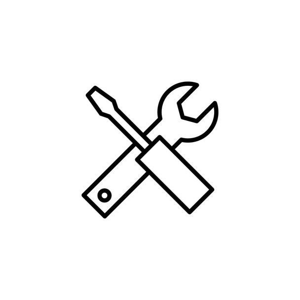 Ikona narzędzi naprawczych. znak narzędzia i symbol. ustawianie ikony. Klucz i śrubokręt. Doręczenie - Wektor, obraz