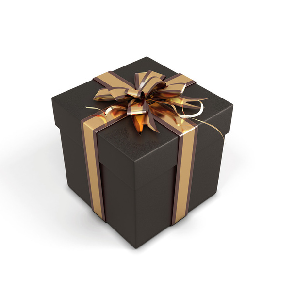 Black gift box with bow - Foto, afbeelding