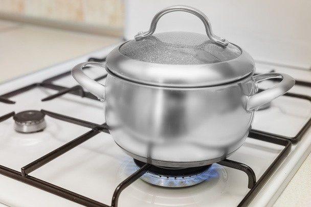 pan on a gas stove - Photo, Image