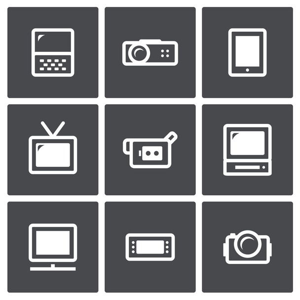 TV and video icon set - Vetor, Imagem