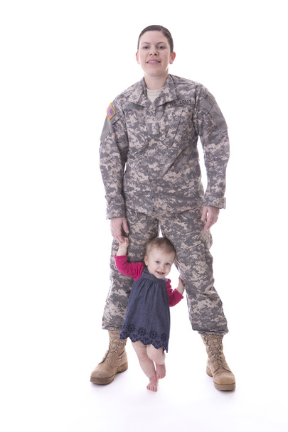 uns Militärmutter mit ihrem Baby - Foto, Bild