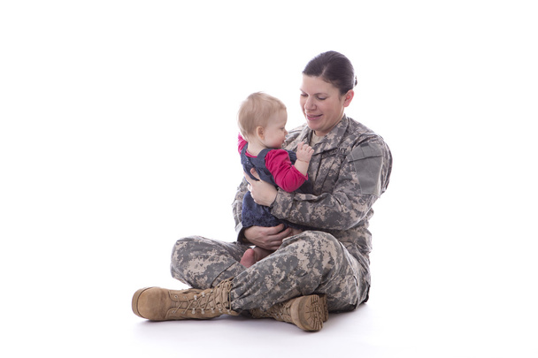 Bize askeri anne ile bebeği - Fotoğraf, Görsel
