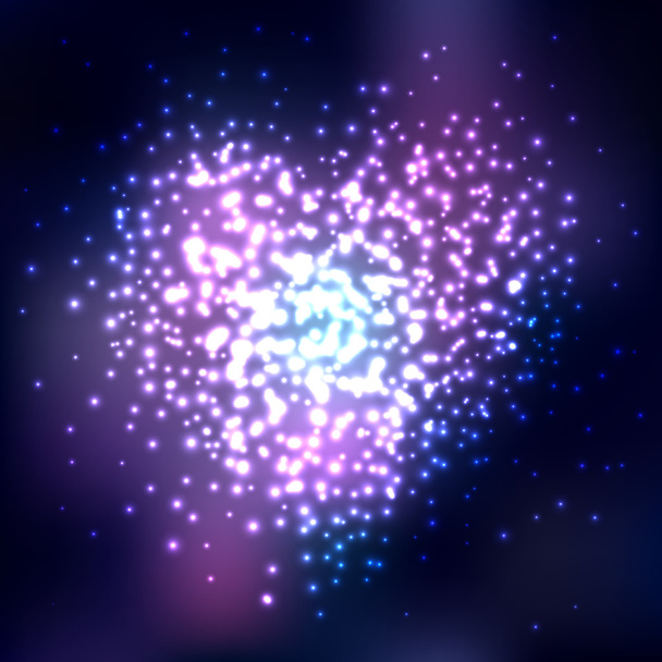 Heart with stars on colorful background - Vector, imagen