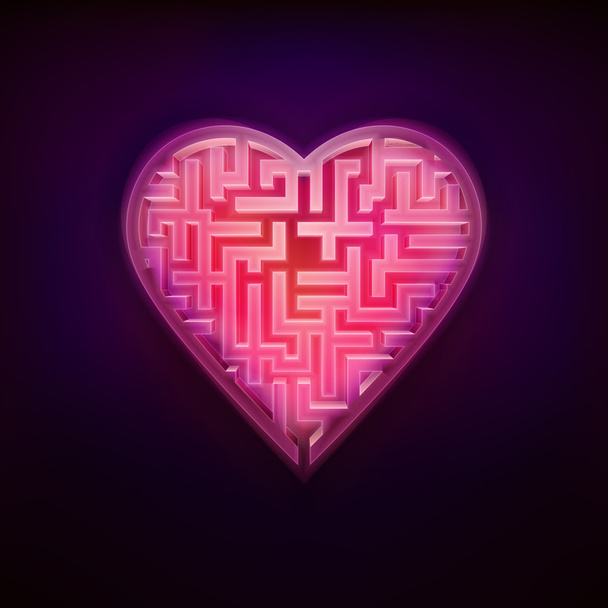 Diseño de laberinto rojo rosa como el amor y el corazón símbolo gráfico moderno
 - Vector, imagen