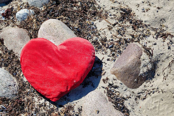 heart shaped on stones on the beach - Photo, image