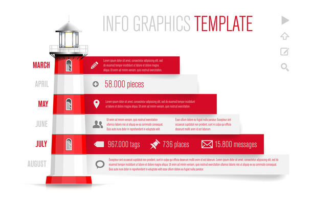 Шаблон інфографіки з червоно-білим маяком
 - Вектор, зображення