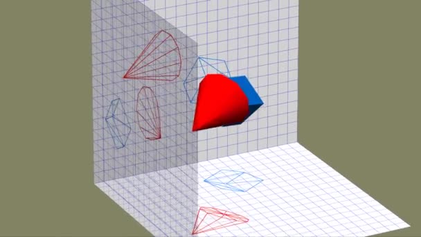 Géométrie descriptive Projection 3D vidéo en boucle transparente
 - Séquence, vidéo