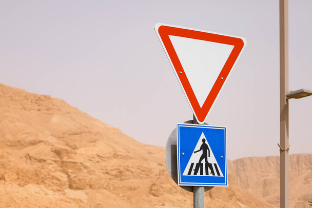 Different traffic signs in desert - Photo, Image