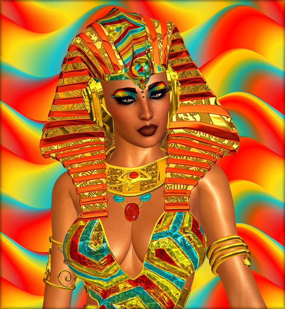 Egipcia, Cleopatra en nuestro estilo de arte digital moderno, de cerca
. - Foto, Imagen