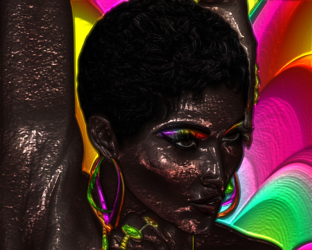 Abstract digital art image of a woman's face close up. - Zdjęcie, obraz