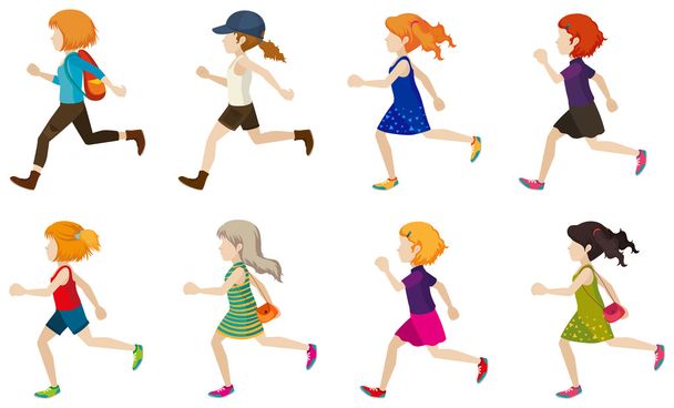 Faceless kids running - Vector, Image