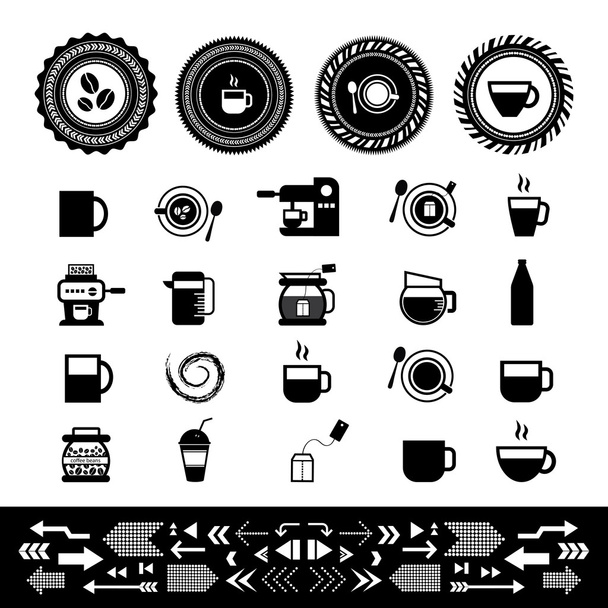 カップとコーヒーのアイコンを設定 - ベクター画像