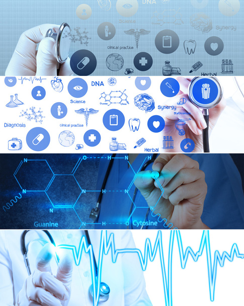 Collage of Various concepto de atención médica moderna y helath
  - Foto, Imagen