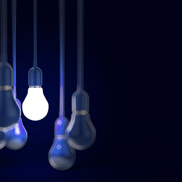 ideia criativa e conceito de liderança com lâmpada 3d
 - Foto, Imagem