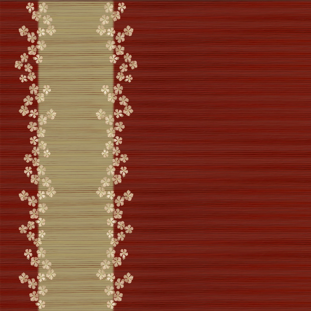 Fond rouge et en bambou avec des fleurs
 - Photo, image
