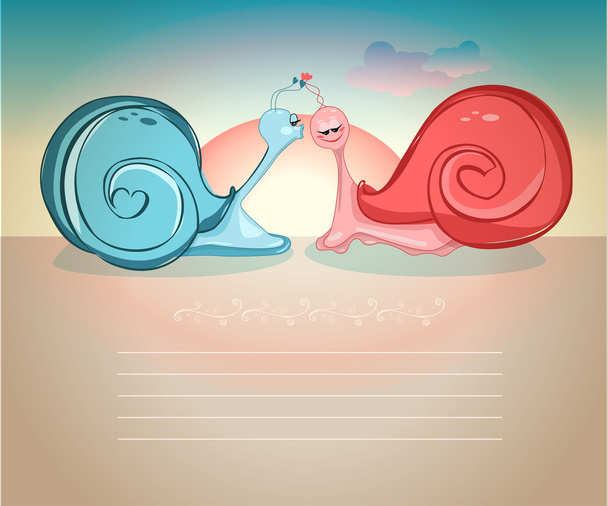 Kissing snails card - Vector, Image