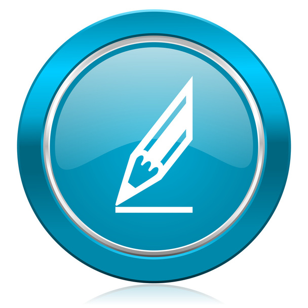 lápis ícone azul sinal de desenho
 - Foto, Imagem
