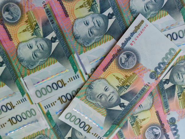 Laos Kip banknotes close-up. Money background. Laos currency - Kip. Pattern texture and background of Laos Kip money, currency banknotes ready for exchange and business investment. - Photo, Image