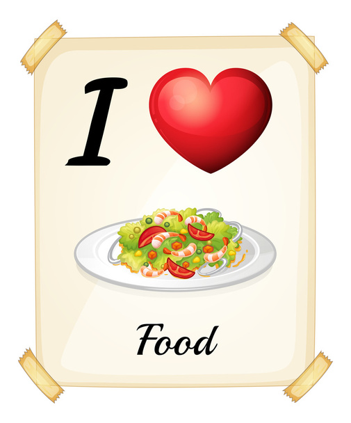 A flashcard showing the love of foods - Vector, Image