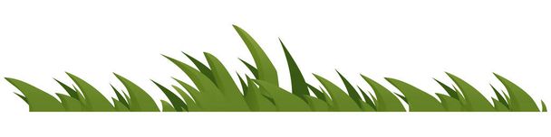 Erba verde, bordo, decorazione organica naturale, cespuglio fresco, erba in stile cartone animato isolato su sfondo bianco. Illustrazione vettoriale - Vettoriali, immagini