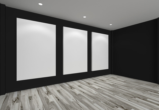white canvas on black wall in the gallery - Photo, Image