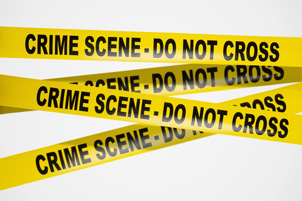 Yellow crime scene tape on white background - Photo, Image