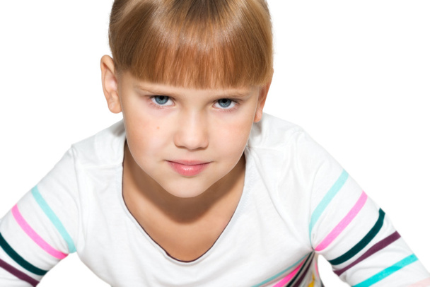 Portret dziecka dziewczyna na białym tle - Zdjęcie, obraz