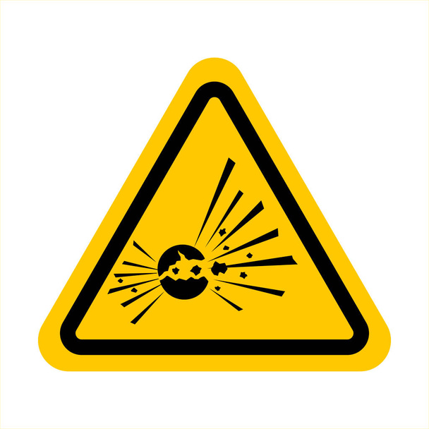 危険警告注意。国際的な爆発物危険標識。内側に爆発と黄色の三角形の看板警告標識。可燃性の材料に注意。ベクターイラスト｜EPS 10 - ベクター画像