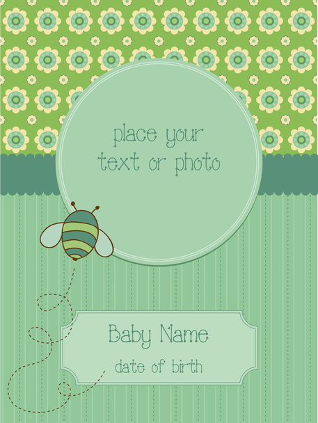 Baby Arrival Card with Photo Frame - Vector, afbeelding