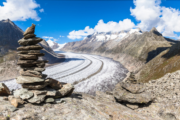 Pohled na ledovec Aletsch na horách - Fotografie, Obrázek
