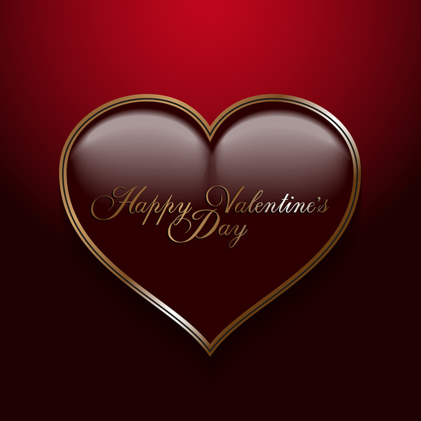 Valentines Day card - heart on red background - Διάνυσμα, εικόνα