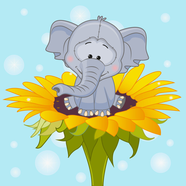 Lindo elefante de dibujos animados
 - Vector, Imagen